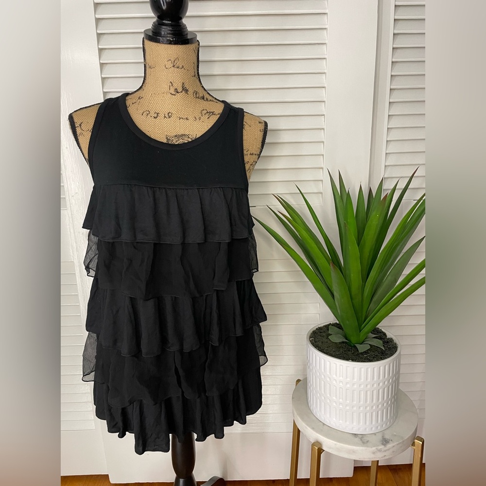NWTs HTF OG Y2K Medium Juicy Couture Black Ruffle Top